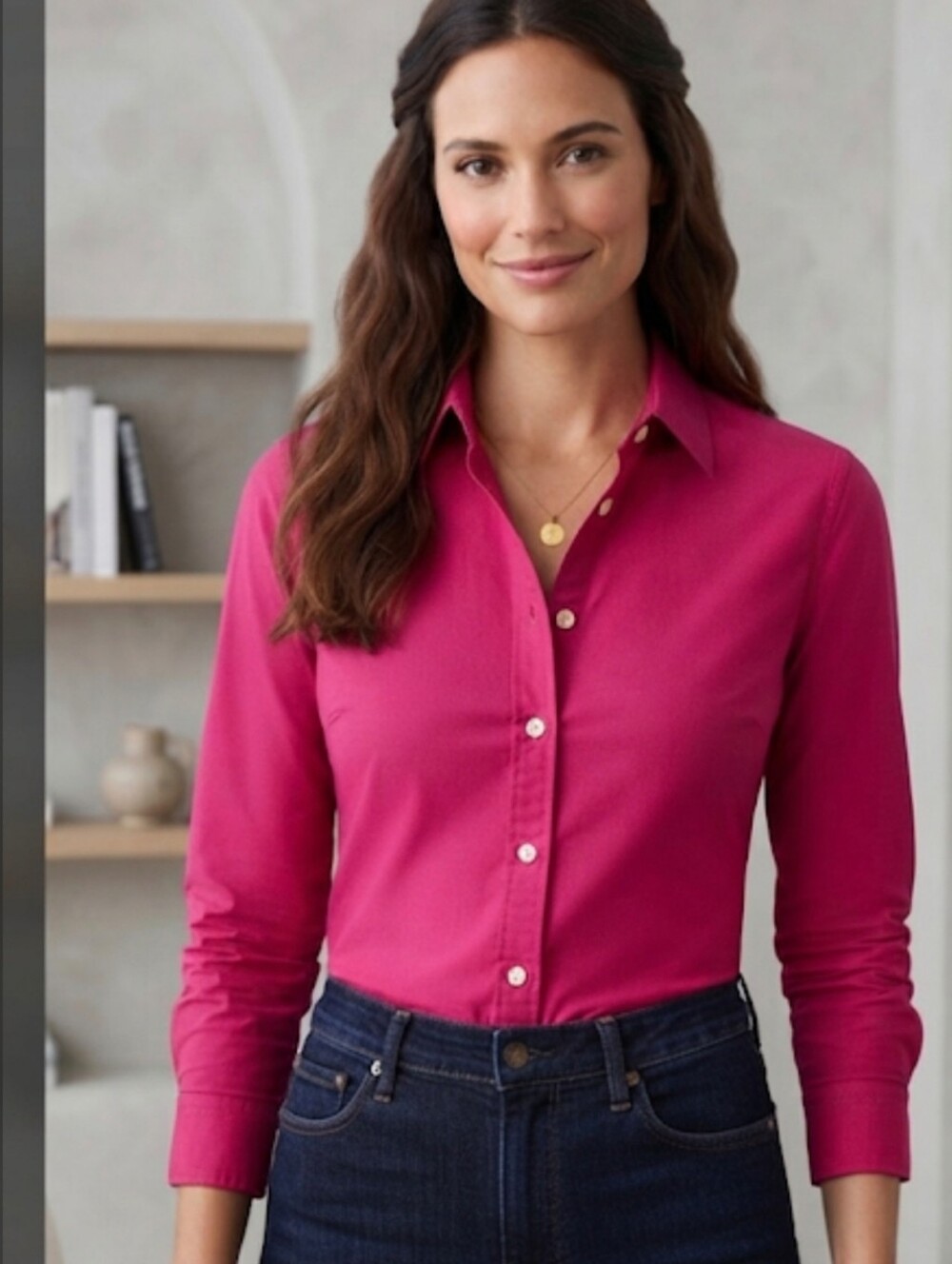 Banana Republic Fuchsia Button-Front Shirt                    (SKU 0014)